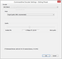 Showing the foobar2000 encoder settings for conversion